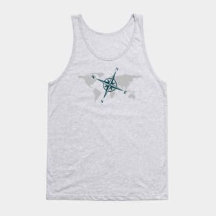 World Map with Compass Rose Tank Top